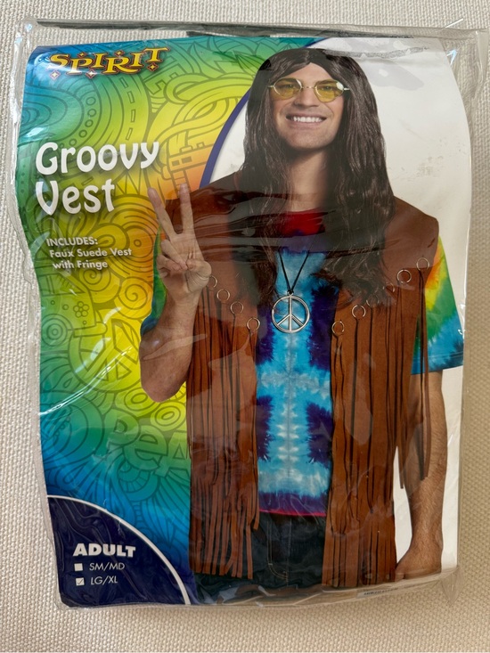 Spirit Halloween Other - Men's Spirit Halloween Groovy Vest Hippie Costume Round Blue Lens Sunglasses